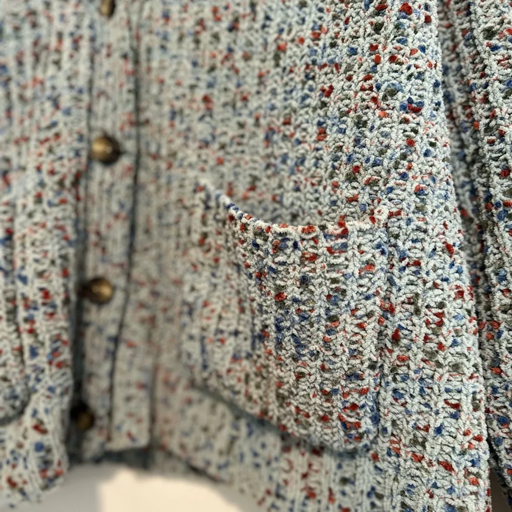 NWOT Women’s Sz:S Blue/ Gray Speckled Super Soft Button Cardigan. Double Pockets - Image 10