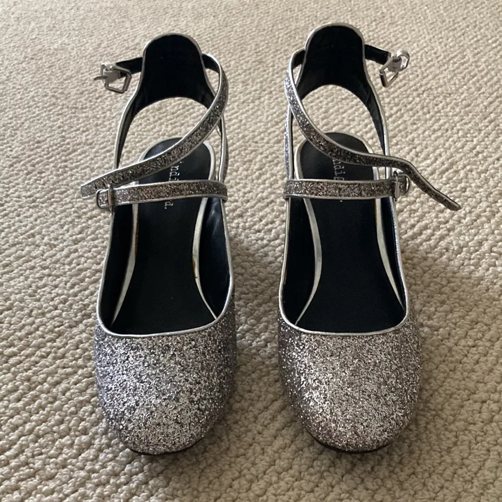 NEW J. Crew Indigo Rd Glitter Strappy Block Heel Sandals High Heels Size 8 NWOB - Image 11