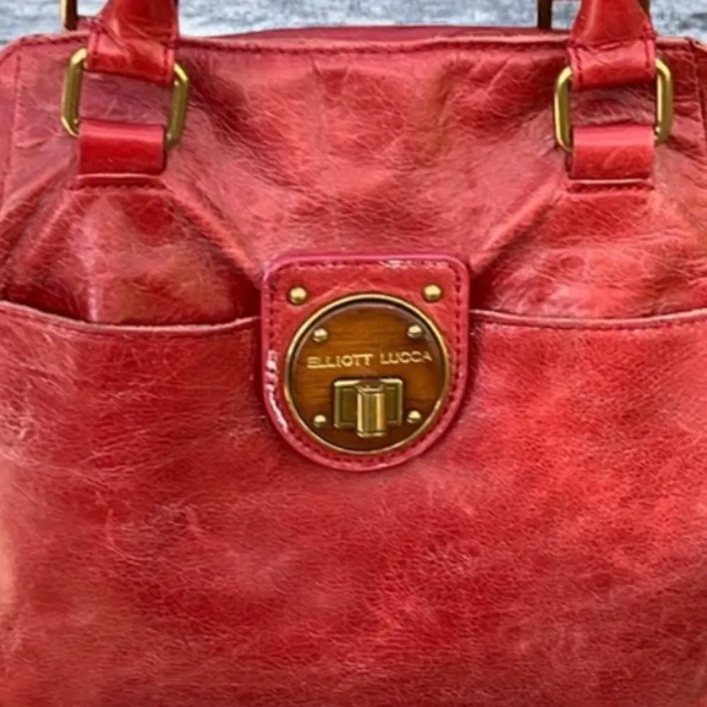Elliott Lucca Red Distressed Italian Tuscany Leather Satchel Crossbody - Image 2