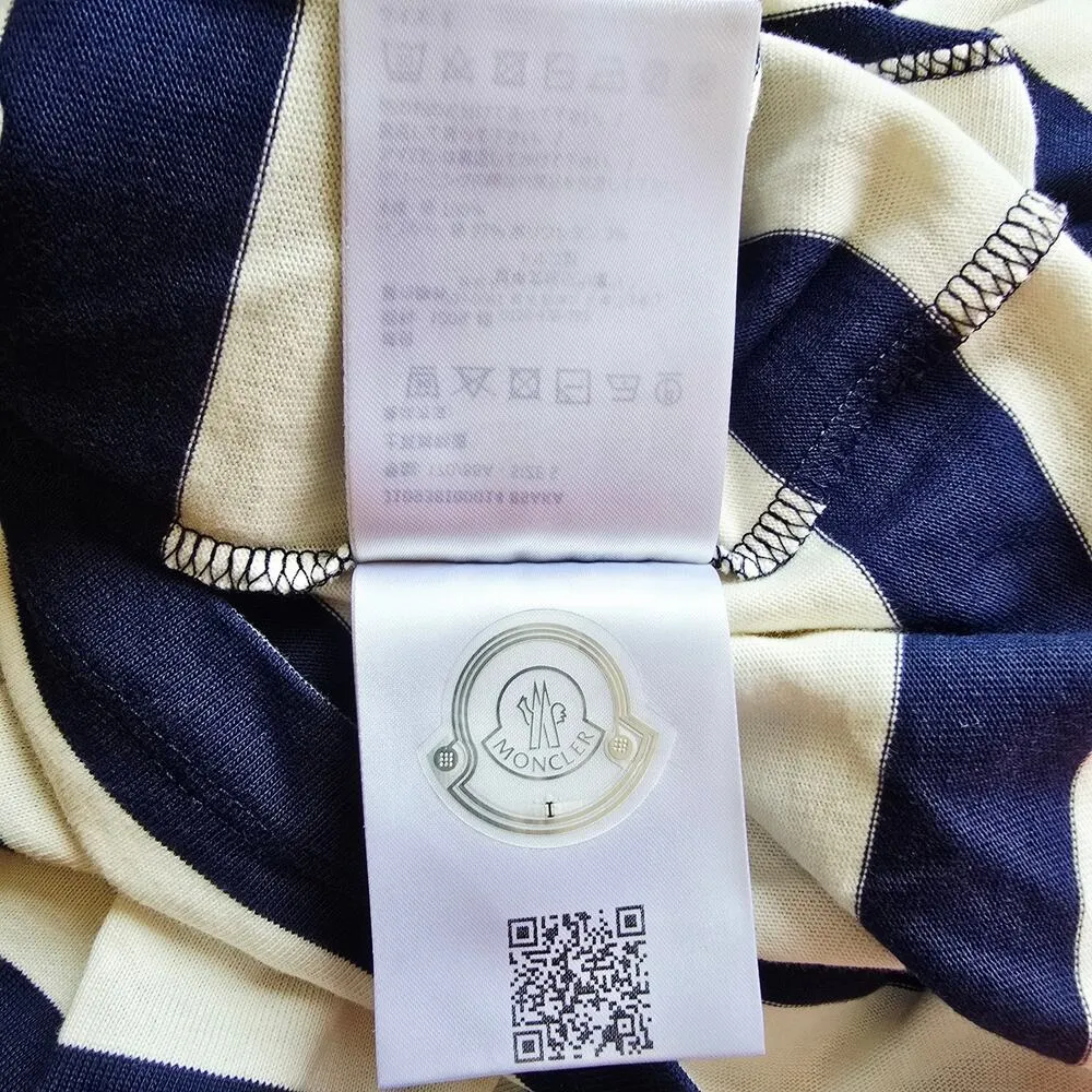 New Moncler Striped Long Dress Navy White Sleeveless Women's Size S - Image 13