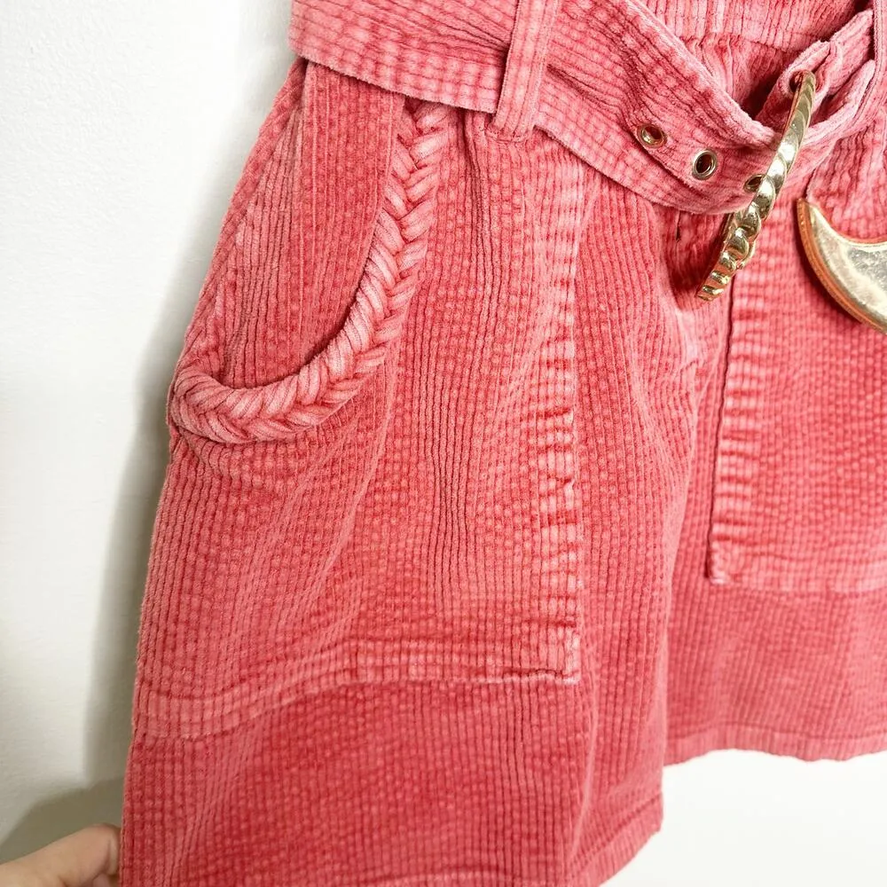 Show Me Your Mumu Womens Outlaw Mini Dress Corduroy Zip Front Belted Rose Size S - Image 12
