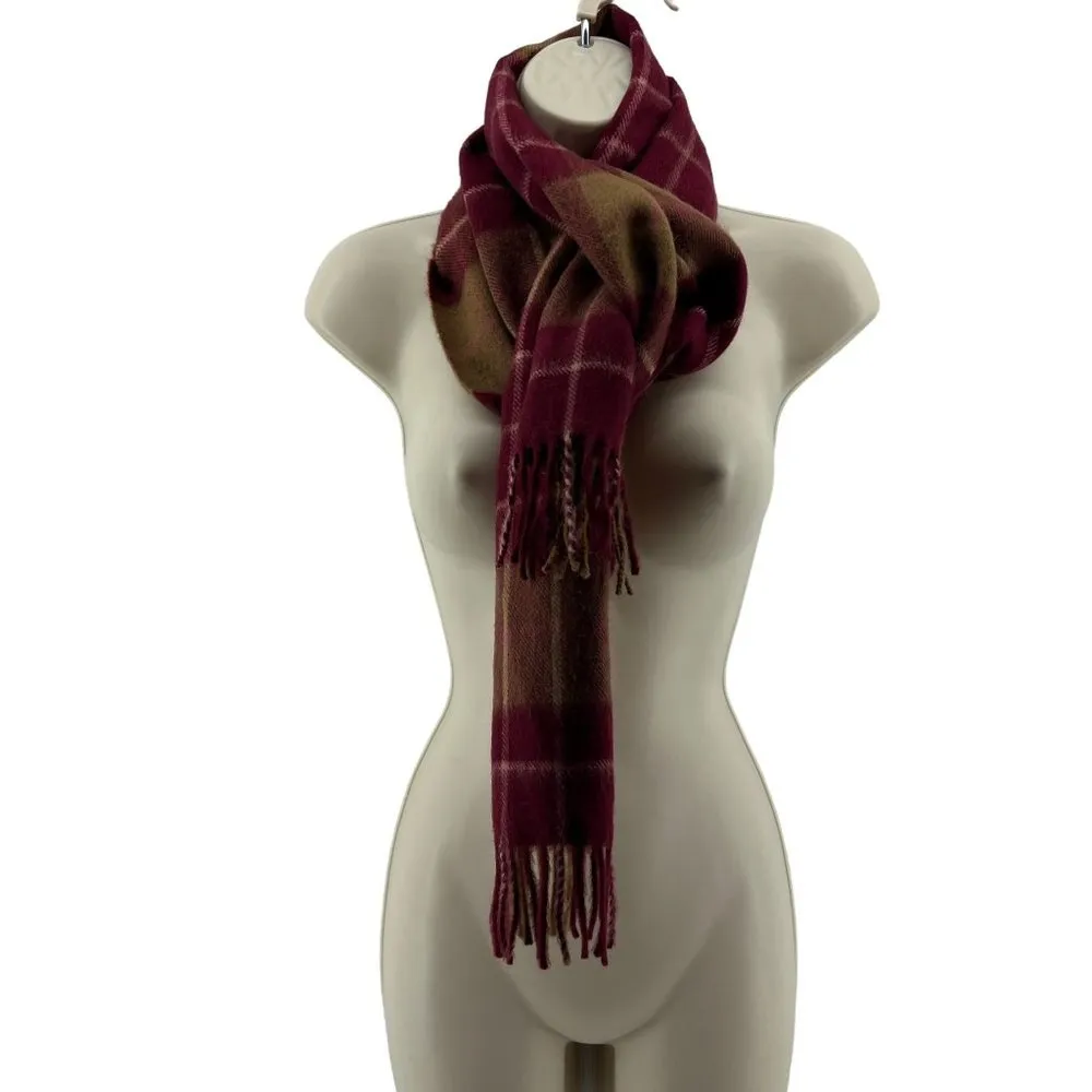AUSTRALIAN ALPACA CONNECTION Maroon Tan Fine Alpaca Scarf Fringe 68 x 12.5in Uni - Image 3