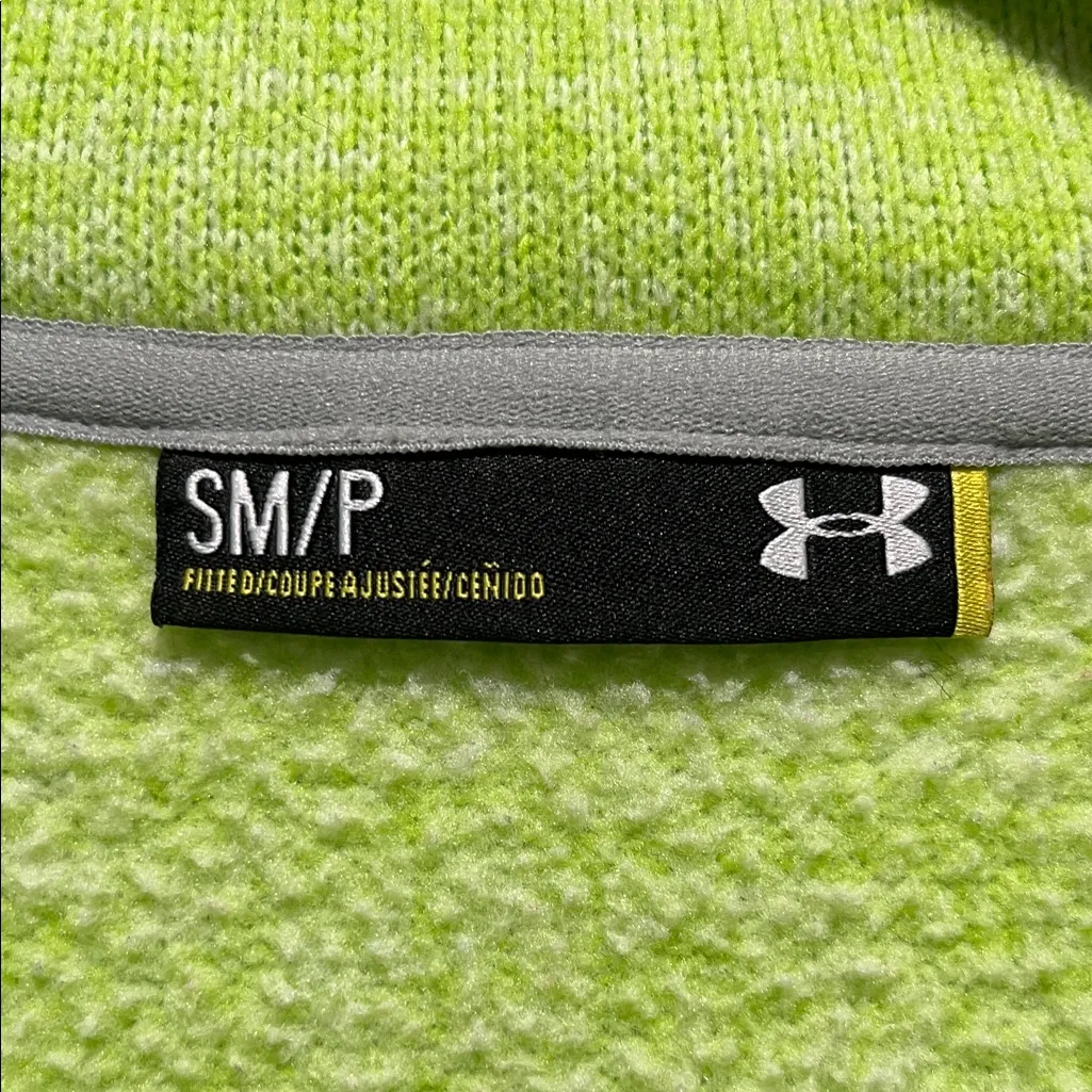 Under Armour Lime Green Quarter-Zip Fleece Sweatshirt Woman’s Size Small - Image 2