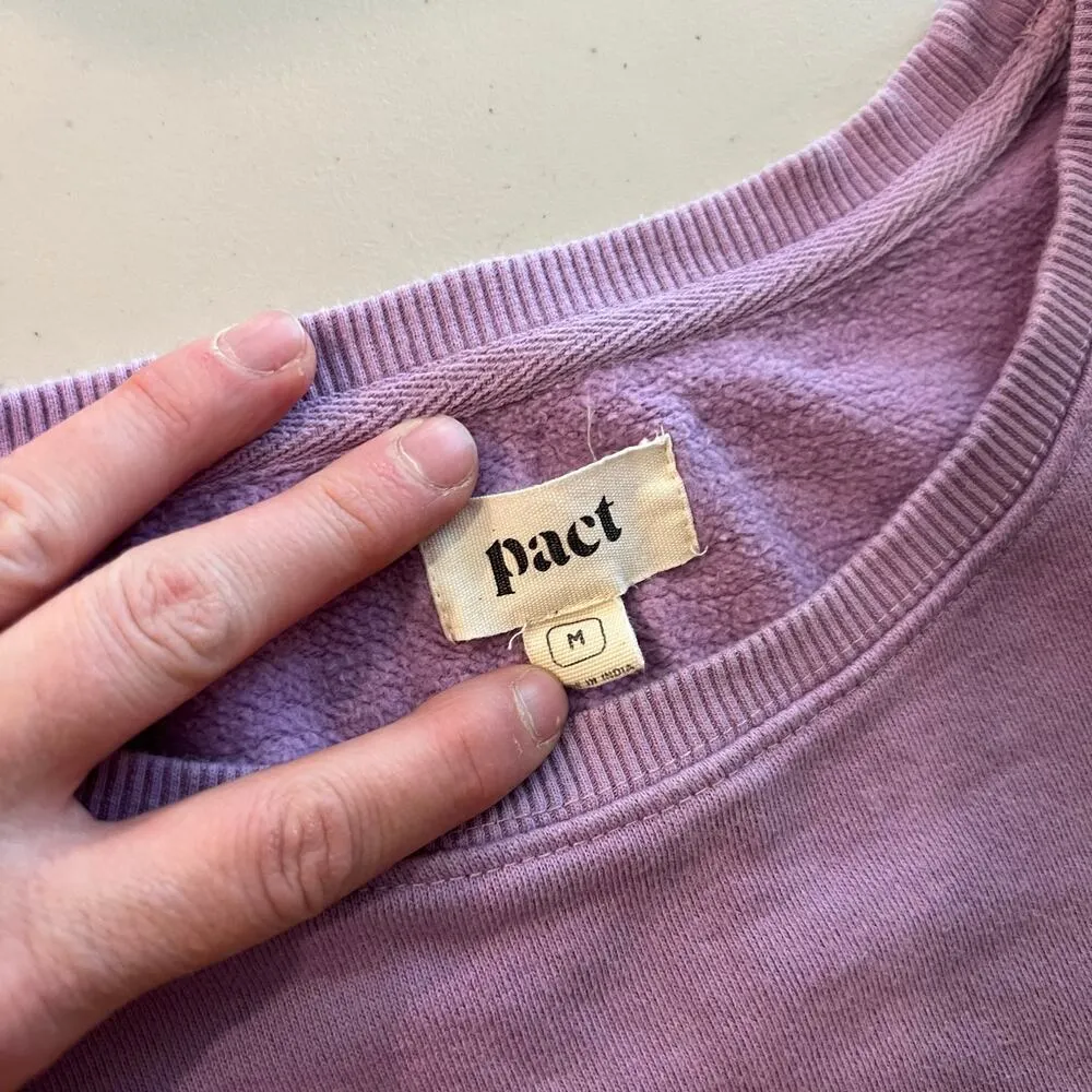 Pact Lilac Purple Boxy Organic Cotton DREAMER Crewneck Sweatshirt Size M - Image 6