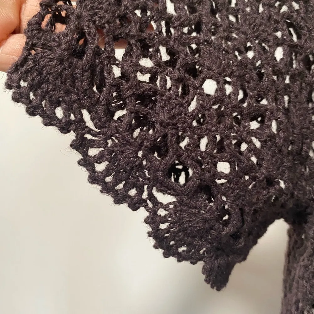 Madison Leigh Dark Brown Crochet Top - Image 7