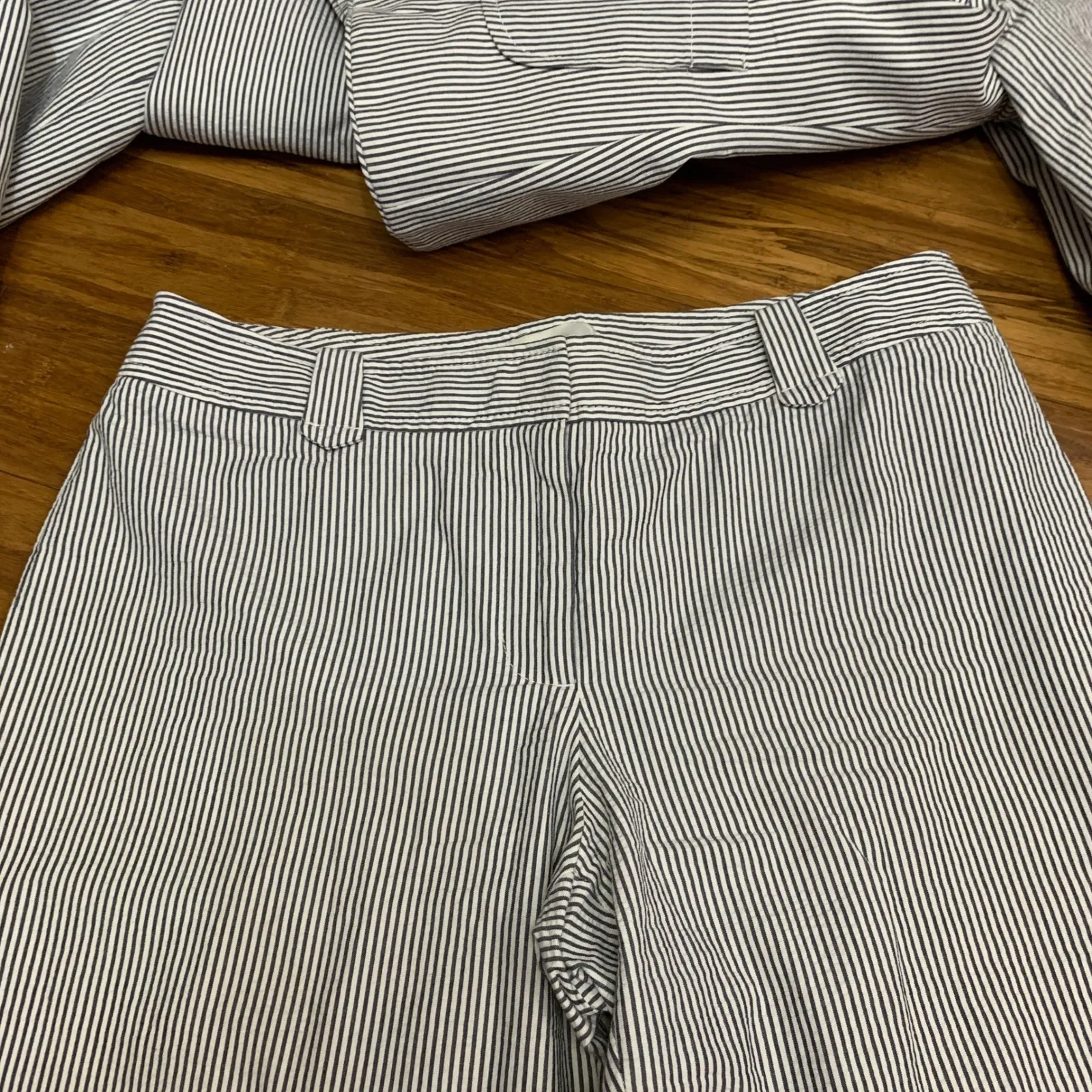 Ann Taylor LOFT Pinstripe Seersucker Blazer Pantsuit Suit Set Womens Size 6/8 - Image 4