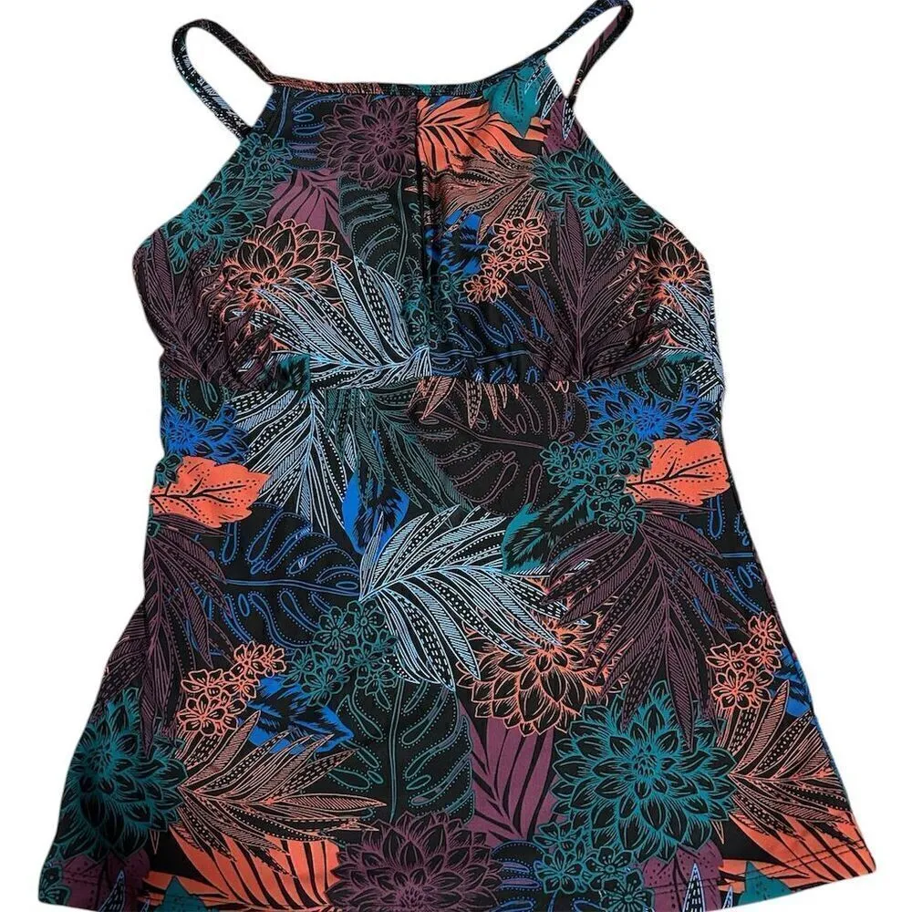 Ellen Tracy Women's Halter Swimsuit Top Size 6 Tropical Floral Print - Image 1
