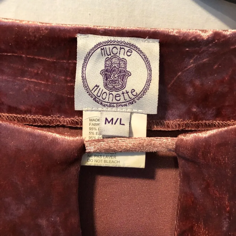 Muche & Muchette Crushed Velvet Pink Dress Sz M/L Keyhole Choker neckline - Image 11