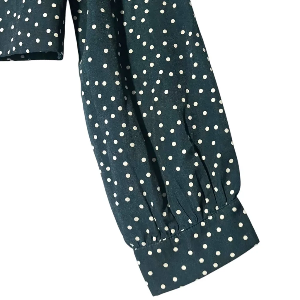 Lulus Women's L Love‎ Always Forest Green Polka Dot Long Sleeve Crop Top Cropped - Image 8