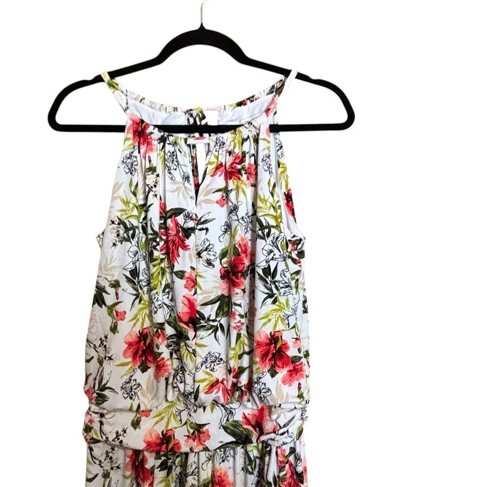 White House Black Market Sundress Medium Multicolor Floral Print Flounce Dress - Image 2