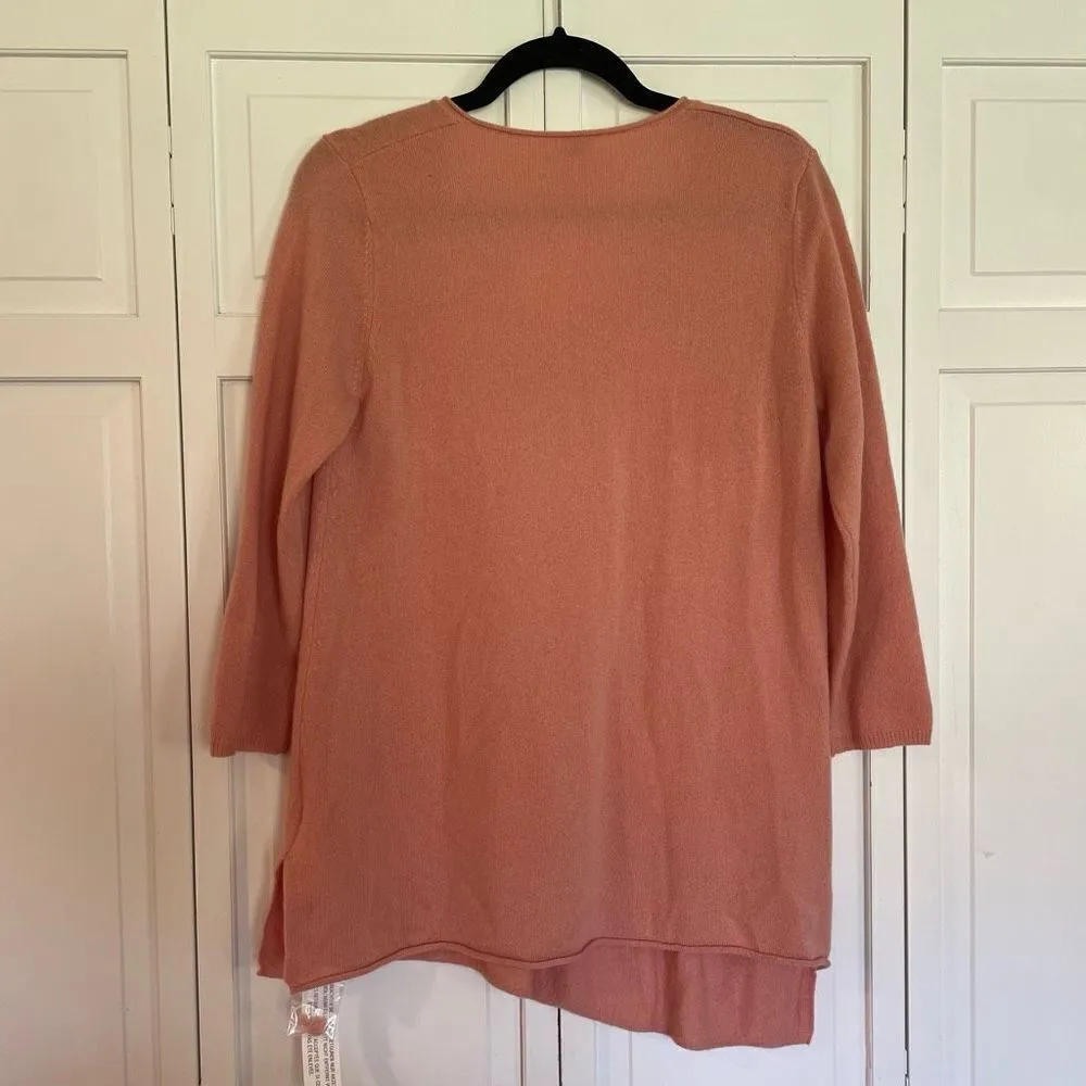 Poetry NWT 100% Cashmere orange vneck sweater *flaw - Image 7
