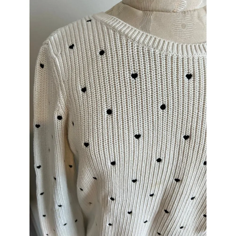 Talbots Polka Dots & Hearts Knit Sweater Petite Medium - Image 3