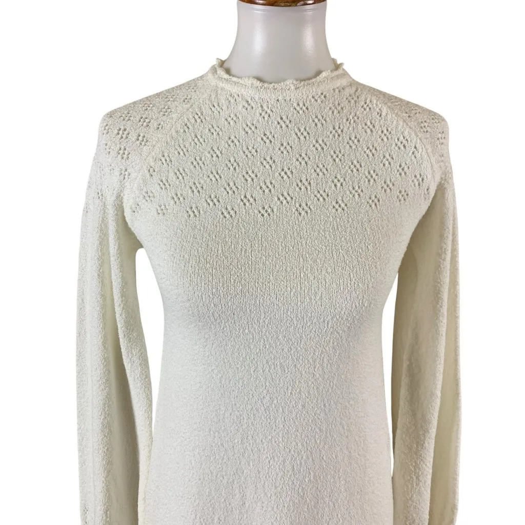 Rumored Ivory Knit Long Sleeve Dress Medium Cottagecore Romantic Pullover - Image 2