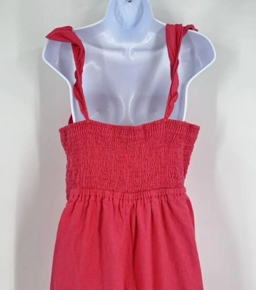 Xhilaration Womens Linen Blend Ruffle Sleeveless Wide Leg Jumpsuit Pink Sz Large - Image 10