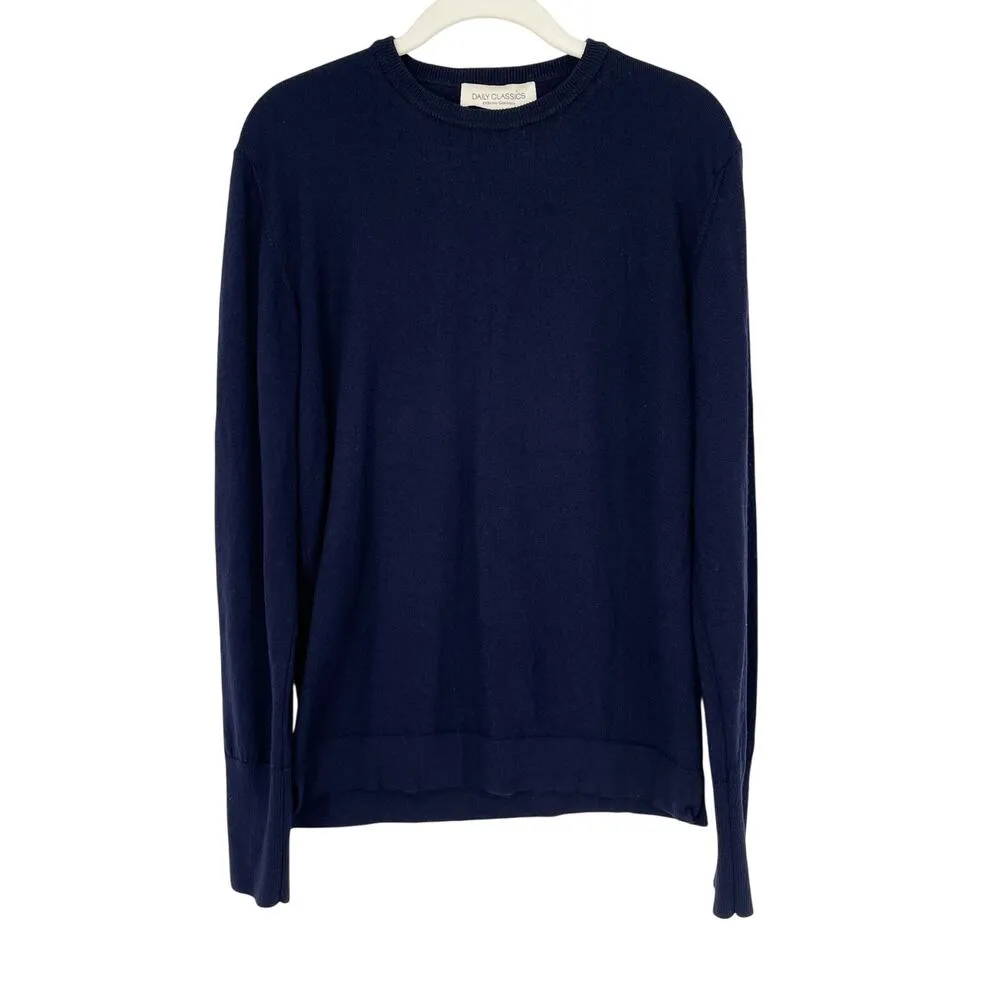 Officine Generale Daily Classics Nina Crewneck Sweater Italian Merino Wool Small Blue - Image 5