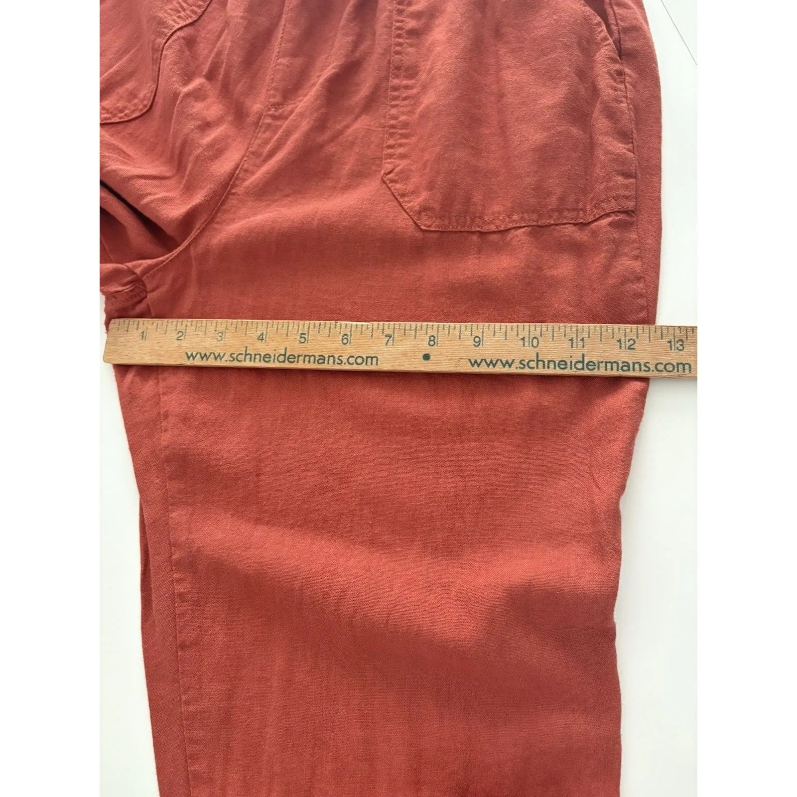 Sound Style Pants Womens Medium Orange Terracotta Linen Blend Boho Lagenlook - Image 10