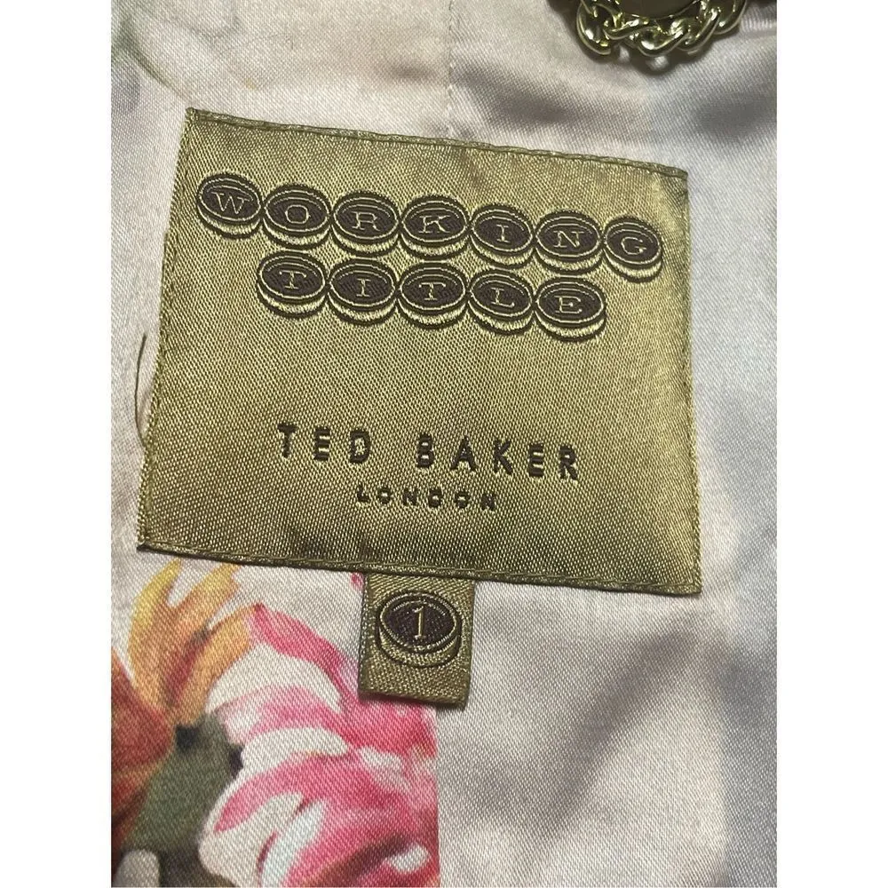 Ted Baker London Black Fitted Tailored One Button Blazer Jacket with flo… - Image 9