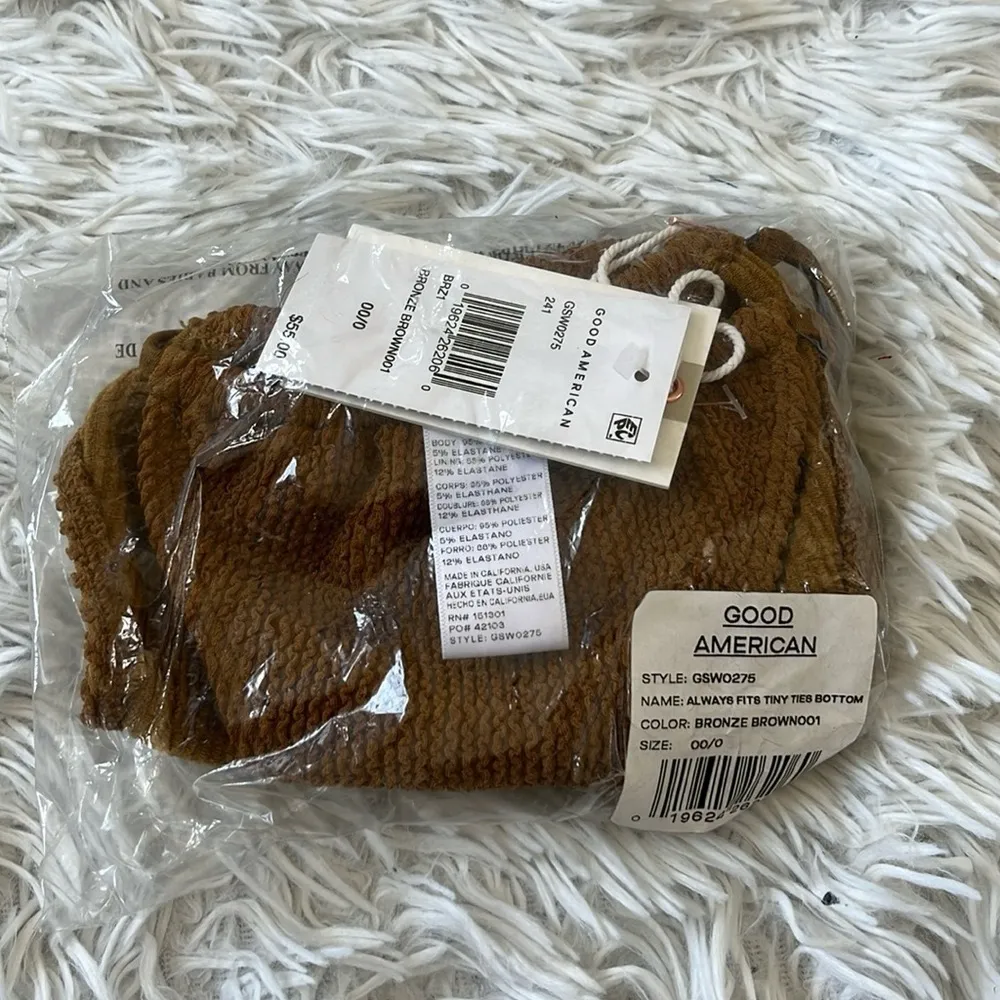 NEW GOOD AMERICAN ALWAYS FITS TINY TIES BOTTOM BRONZE BROWN001 SIZE 00/0 (XXS/S) - Image 2