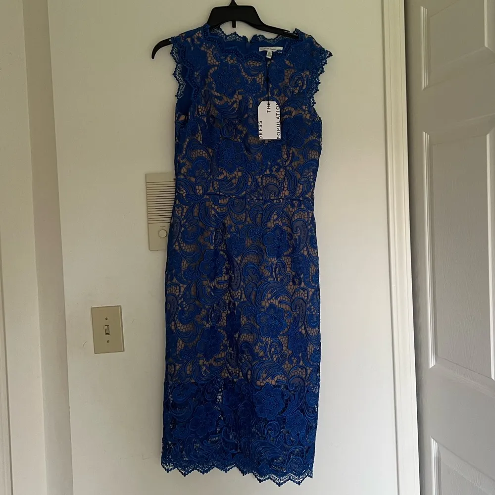 Dress the Population Women's Claudette Lace Sheath Midi Dress - Image 3