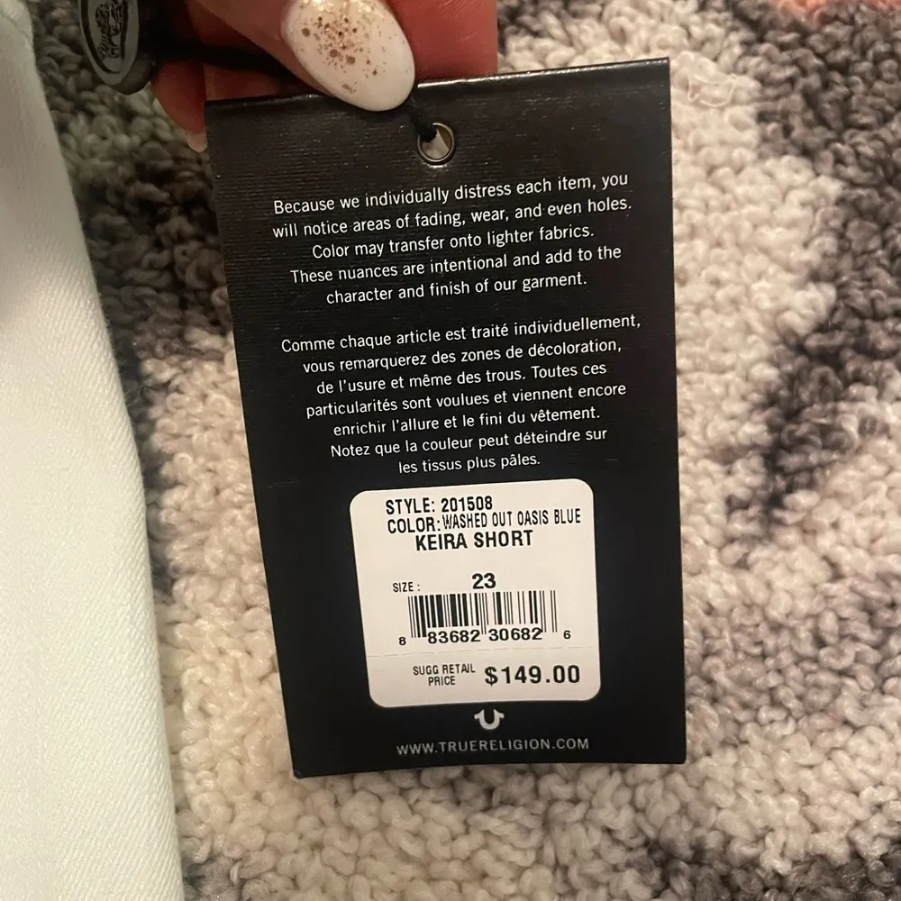 NWT TRUE RELIGION keira denim shorts washed out oasis blue size 23 - Image 6