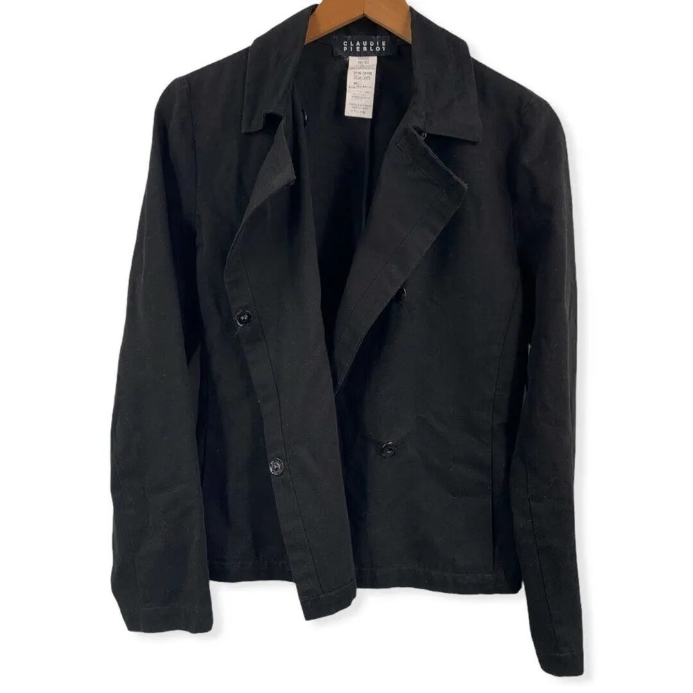Claudie Pierlot Black Twill Jacket Size 6 - Image 3