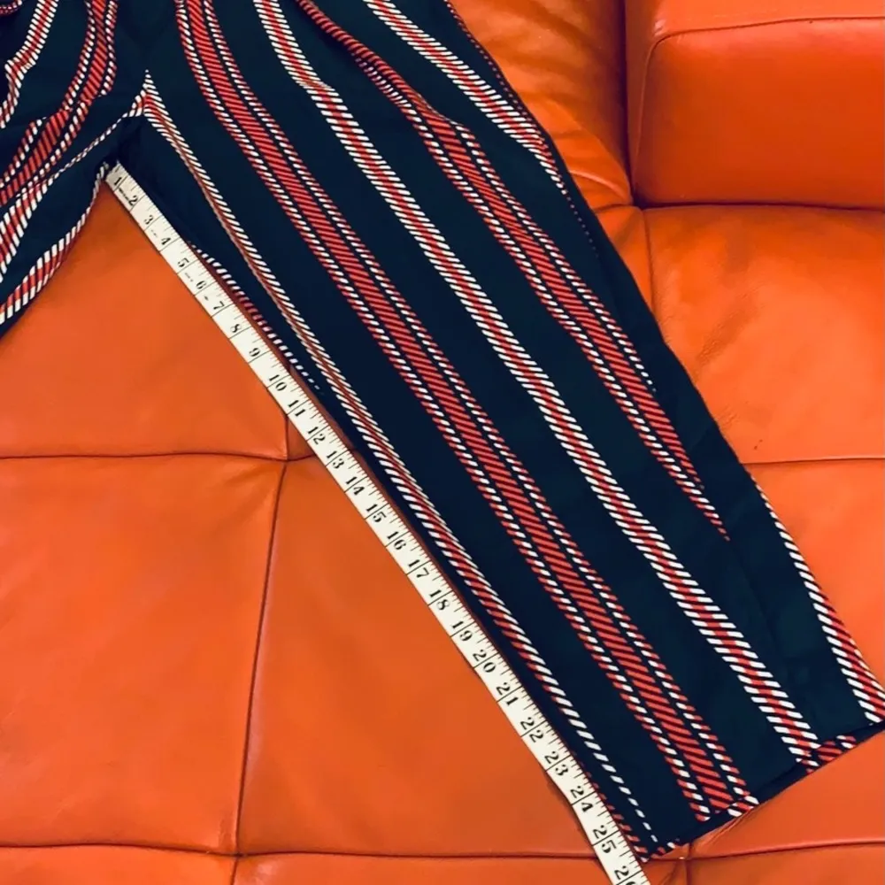 Zara Basic navy/red/white striped pleated pants. - Image 6