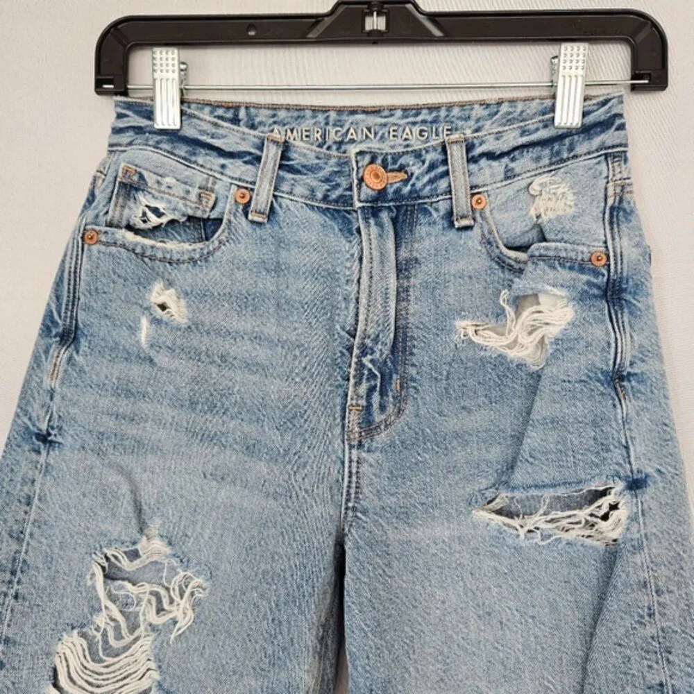American Eagle Size 000 Distressed RELAXED MOM JEANS - Image 2