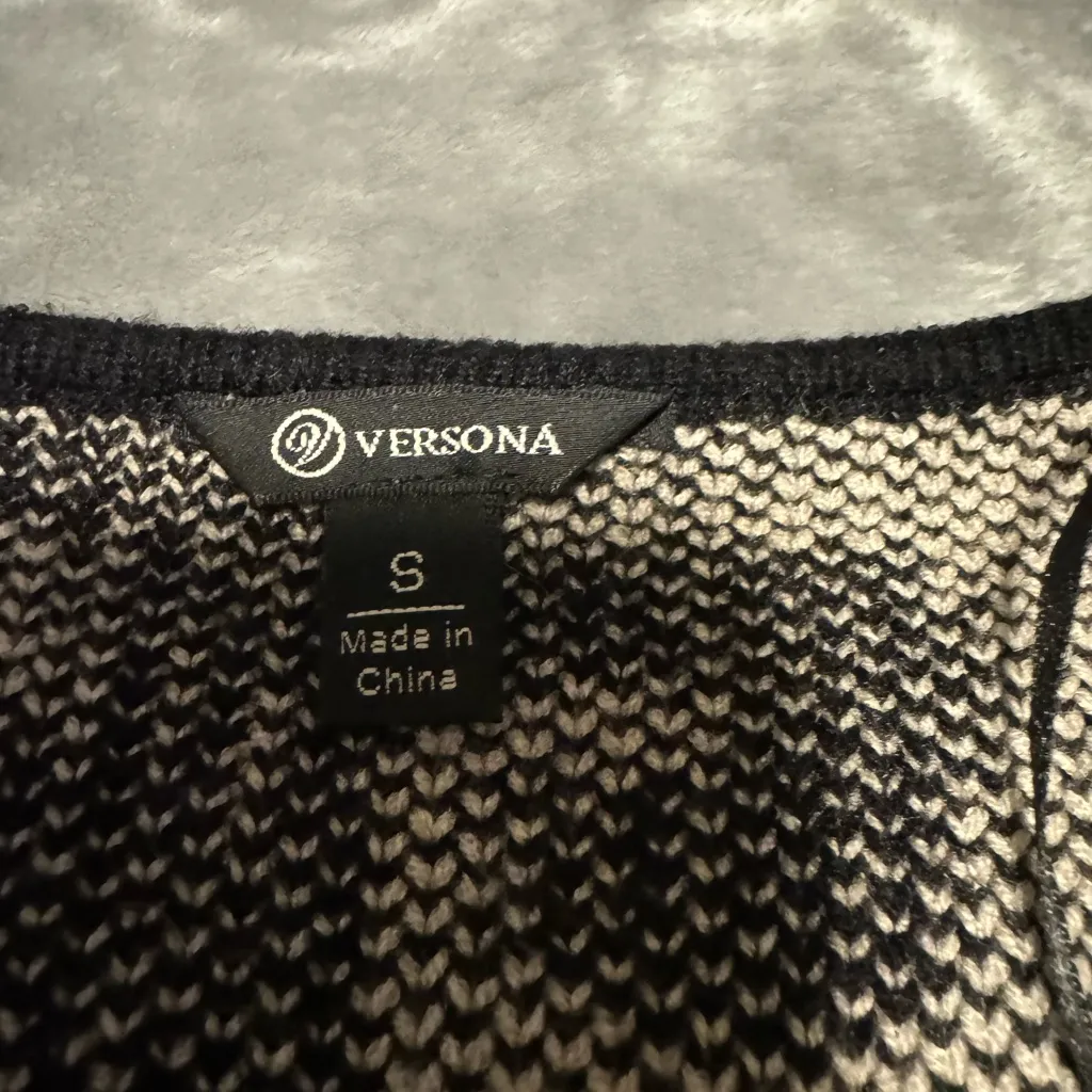 Versona Black and Cream Animal Print Long Sleeve Dress - Image 3