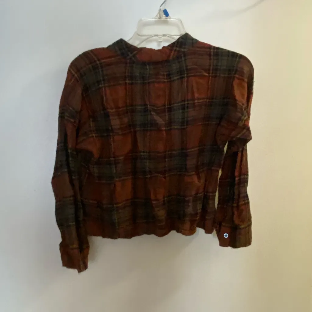 Madewell Womens Juniors M Crop Cropped Plaid Fall Wool Blend Top Shirt Brown - Image 5