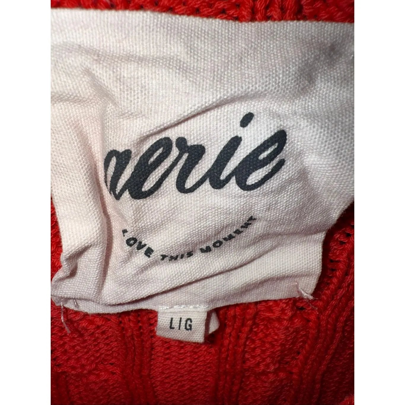 Aerie  Cotton Oversized Red Acid Wash Cropped Cable Knit Pullover Sweater - Image 5