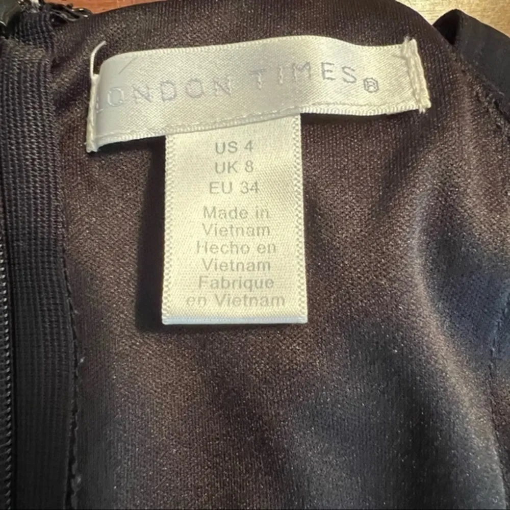 London Times Jumpsuit Cropped Wide Leg Jersey Knit Black Sleeveless 4 Cocktail - Image 14