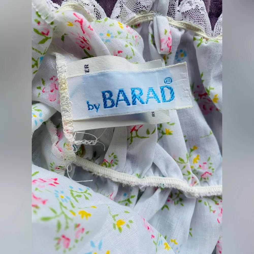 Rare vintage 70’s BARAD floral lace trim teddy/romper nightie size/S - Image 3