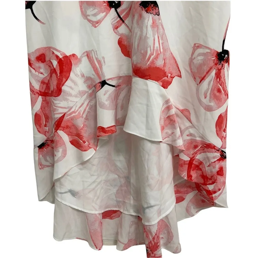 H By Halston Dress Floral Hi Low Pink Black White Wedding Bridal Prom Medium - Image 10