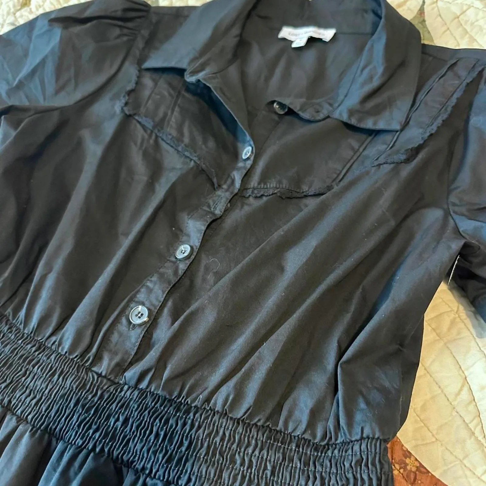 Lost + Wander black mini cottagecore country cotton shirt dress Size M - Image 2
