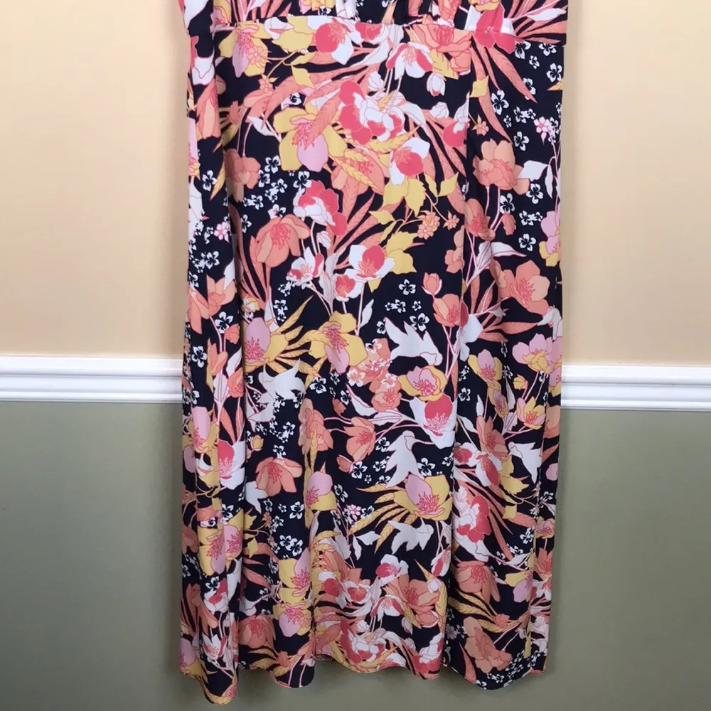 Julia Jordan Women’s Floral Print Puff Sleeve Mock Neck Leg Slit Maxi Dress - Image 3