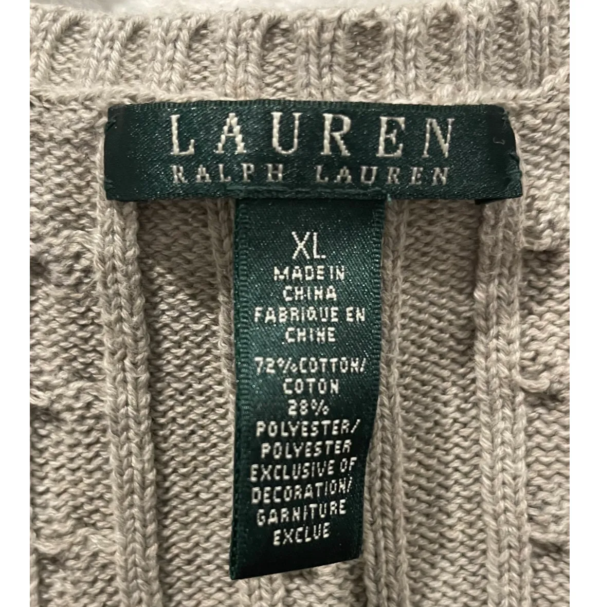 LAUREN RALPH LAUREN Striped Knit Grey White Sweater - Image 2