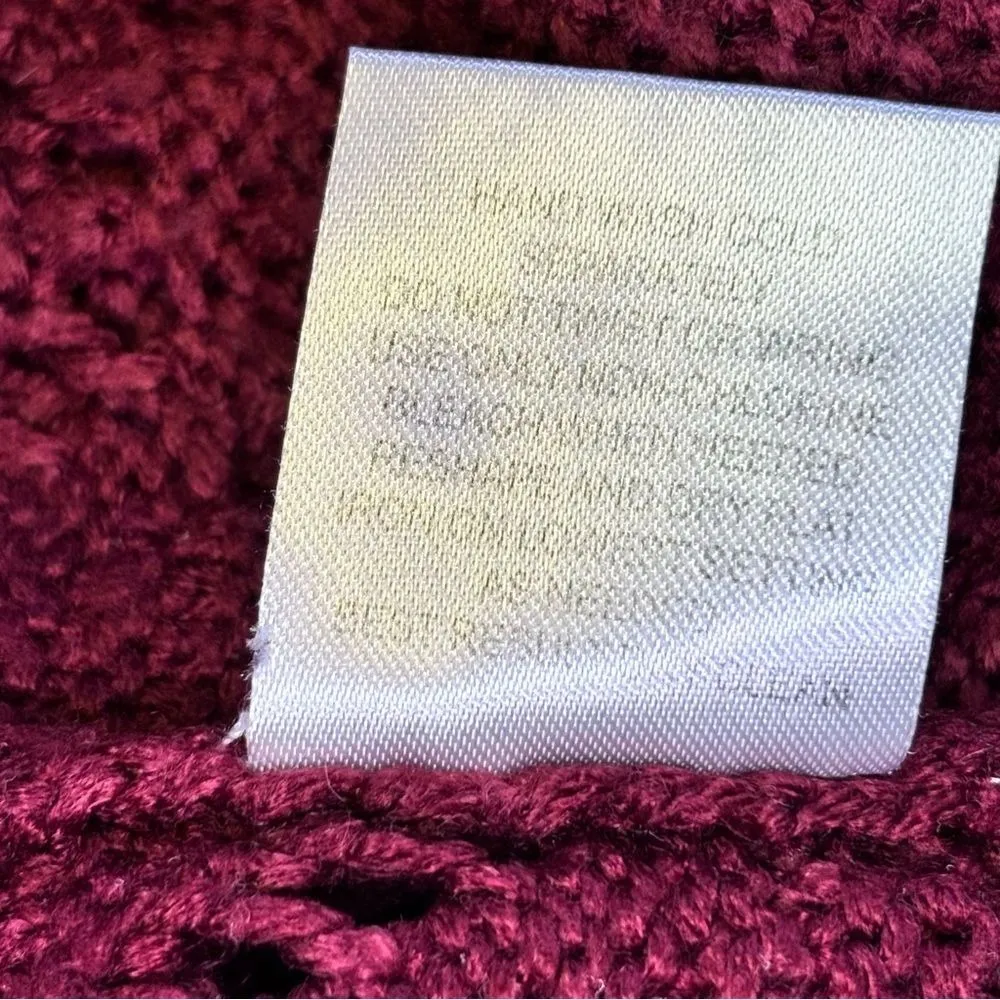 Olive & Oak Women's Burgundy Diamond Knit Button Back Sweater Fall Winter Small - Image 6