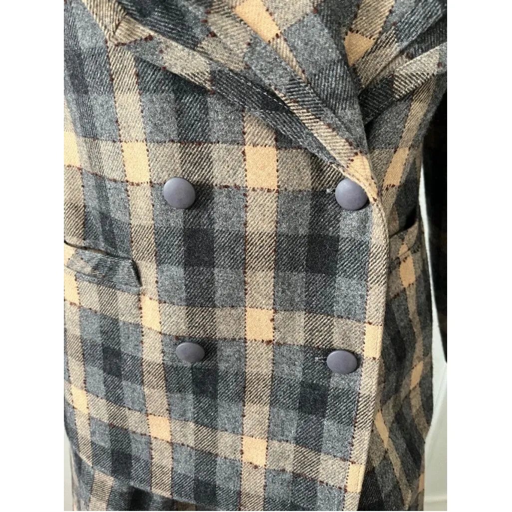 Vintage 80s Womens wool plaid romantic equestrian skirt suit Size S scarf rustic - Image 4