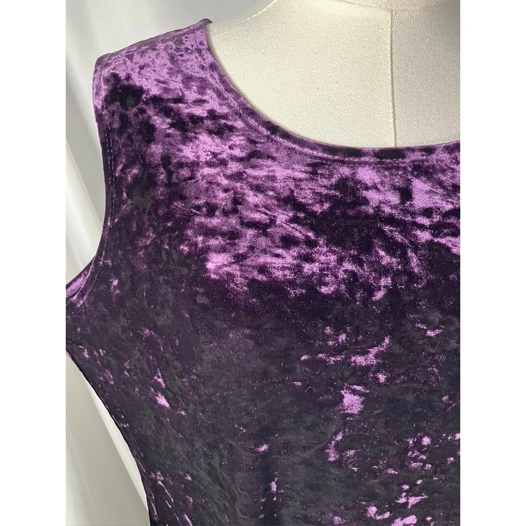 Notations Vintage Y2K Women's Purple Velvet Maxi Dress L Sleeveless Whimsygoth - Image 2