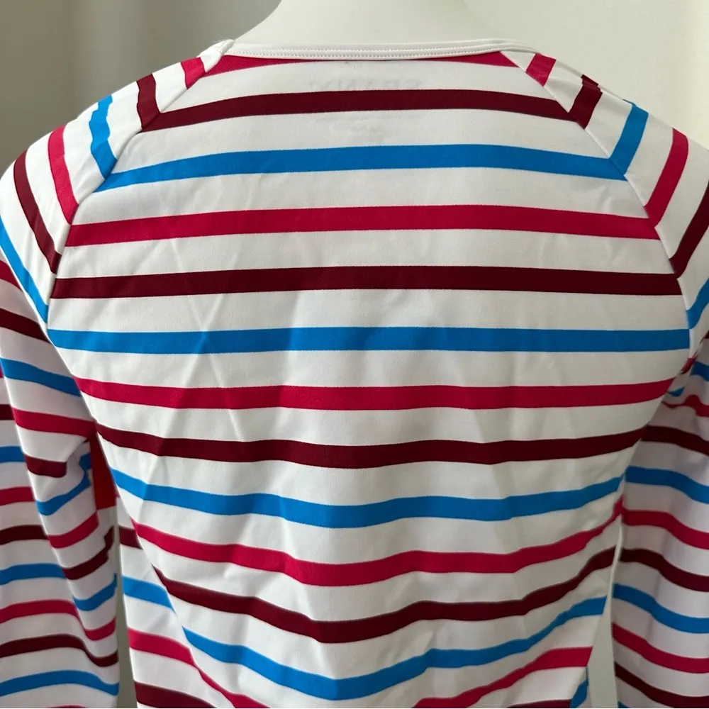 SPANX Swim Shirt Ocean Stripe Hibiscus Long Sleeve Top Women’s Size M - Image 9