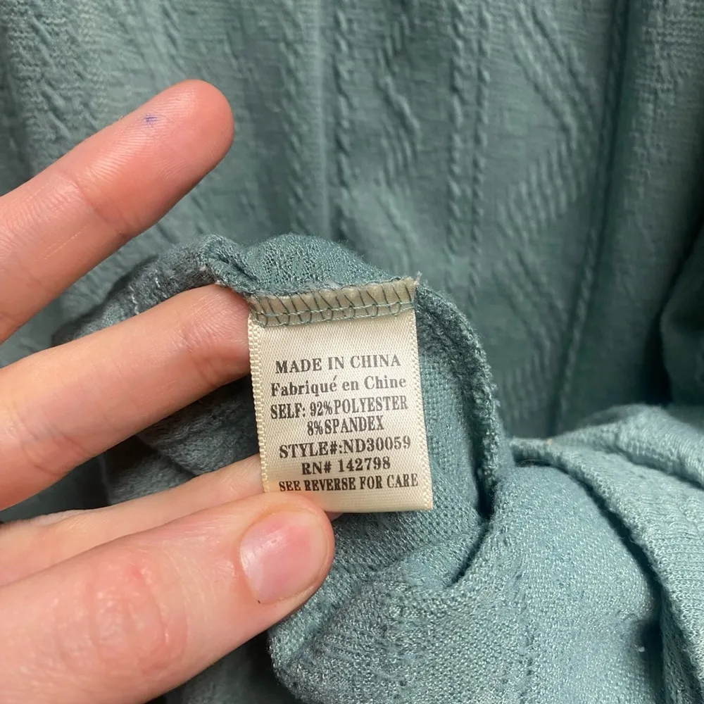 “New In” Boutique Brand Babydoll Dress W/ Ruffle Sleeves Size Large Green - Image 4