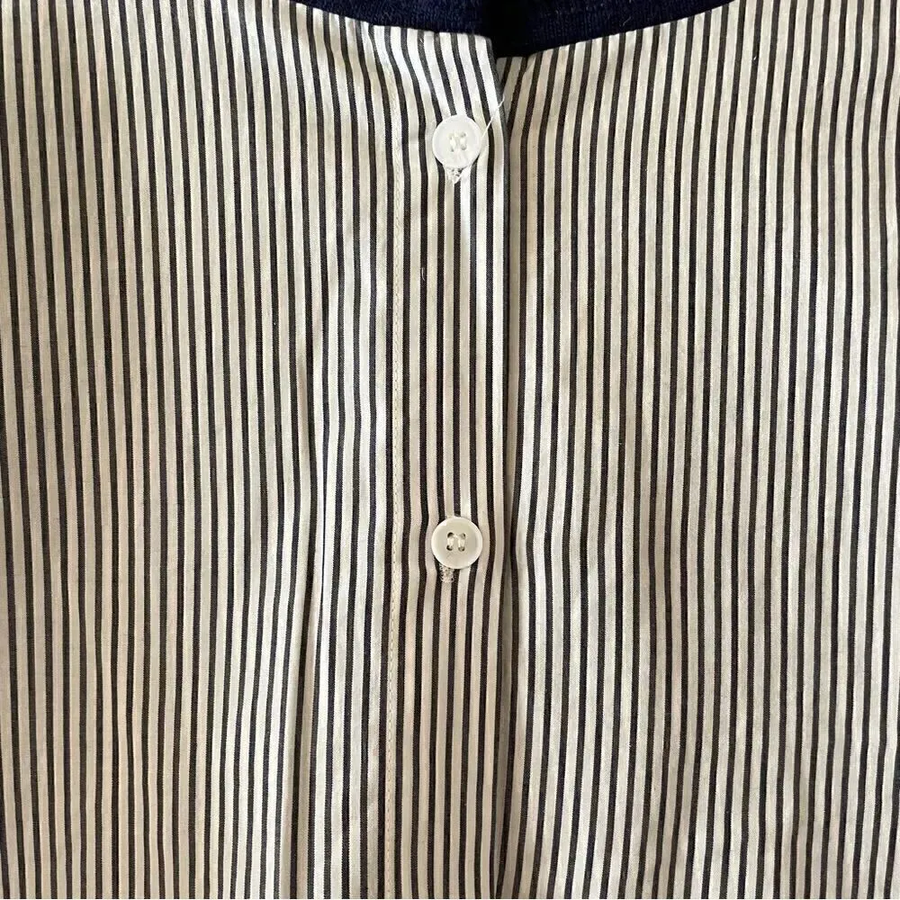 Trouve Mixed Media Solid Front Stripes Back VNeck Lightweight Sweater SZ XS Blue - Image 8