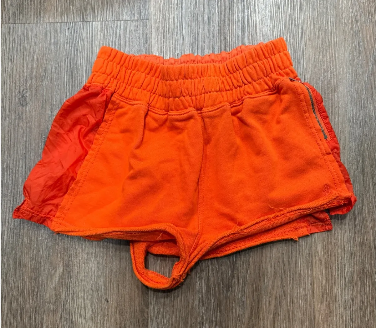 Free People Movement Orange Athletic Shorts Flowy Sheer Overlay Size XS - Image 1