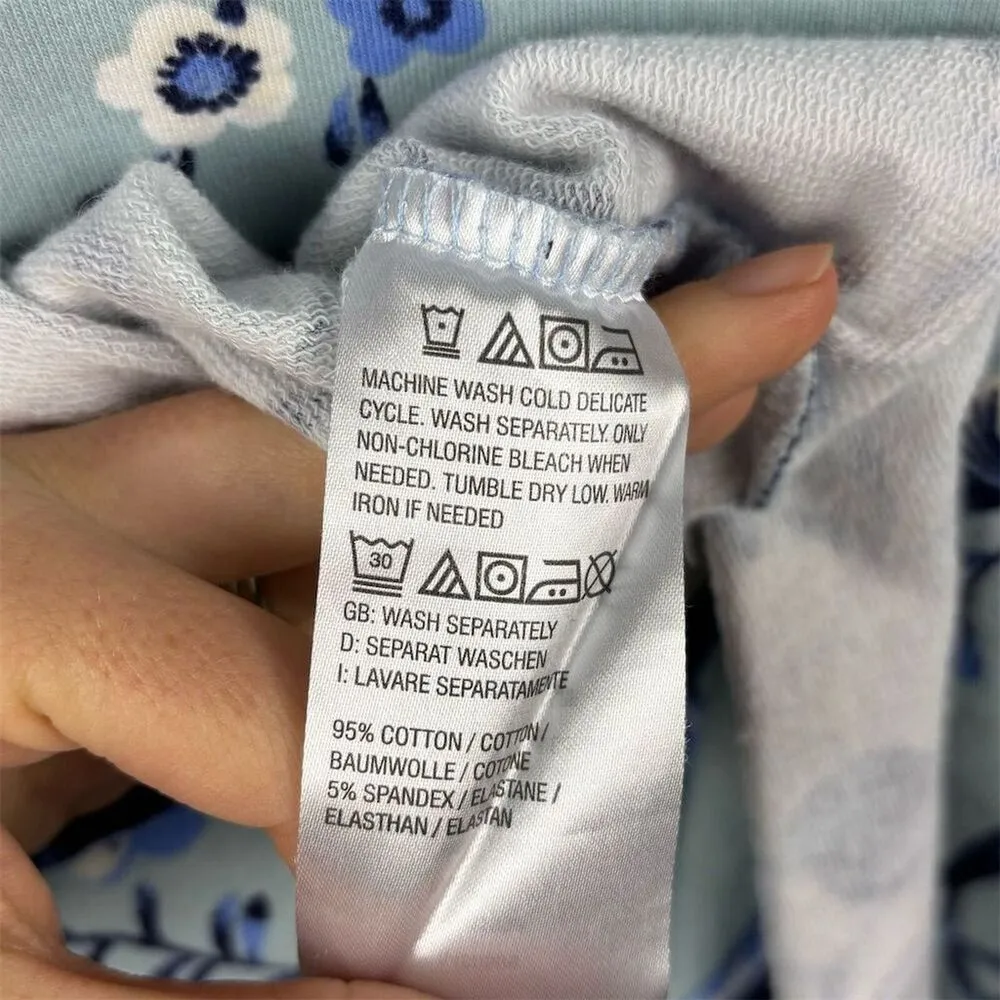 J Jason Wu Women's Blue Floral T-Shirt Dress Size Large Short Sleeve Relaxed Fit - Image 6