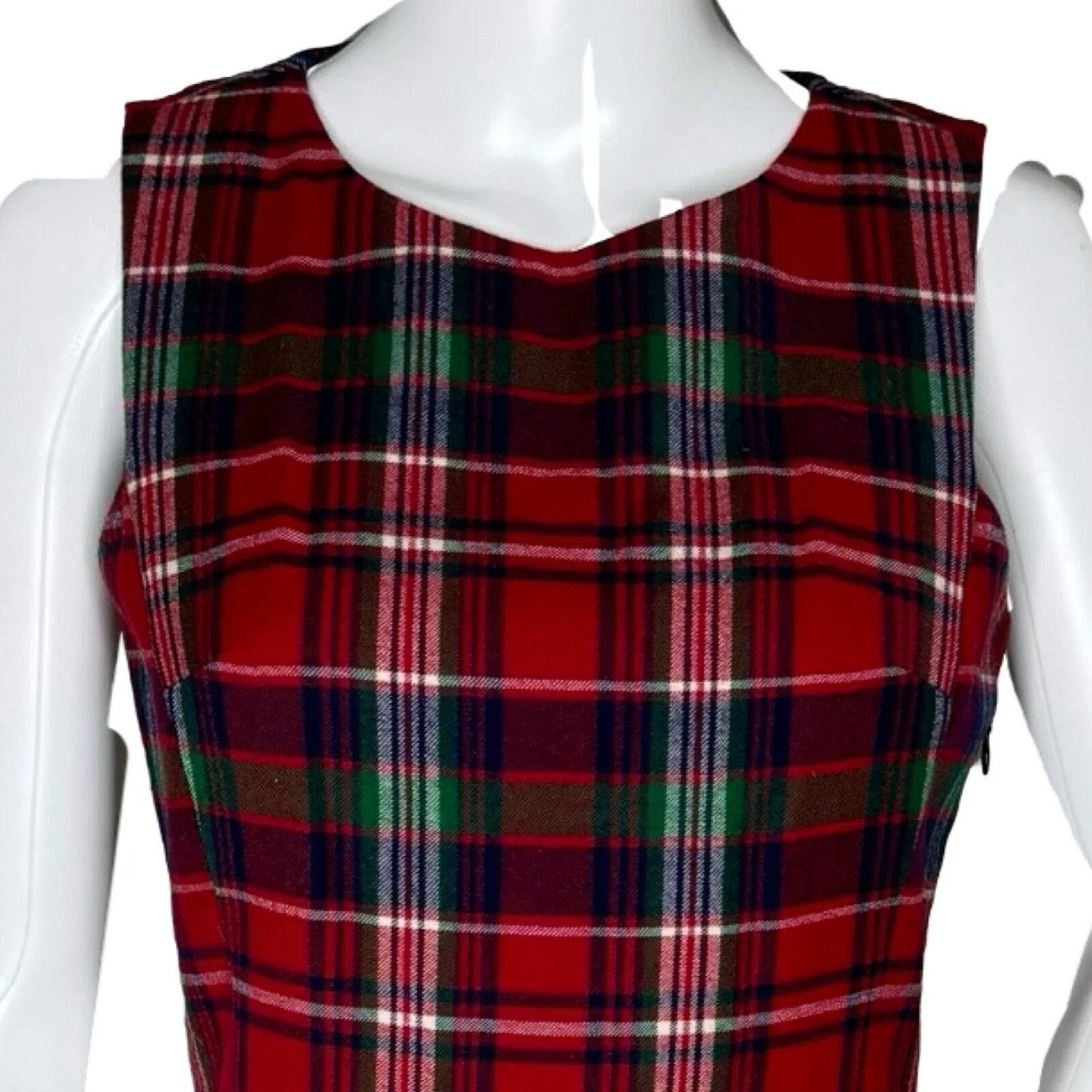 Vineyard Vines Dress Womens 2 Red Green‎ Plaid Christmas Tartan Fit Flare Preppy - Image 5