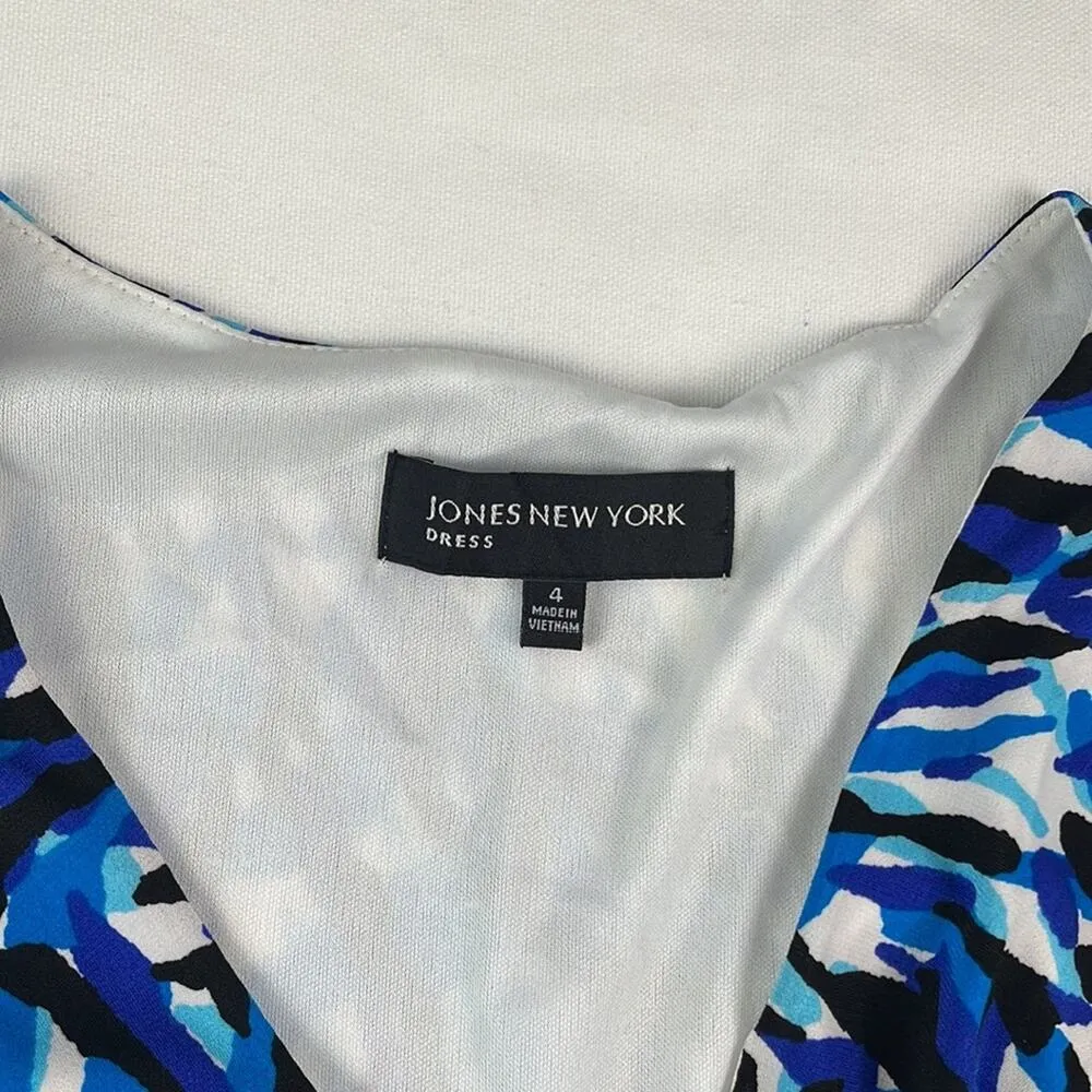 NWT. JONES NEW YORK Sheath Dress. Cap Sleeves. Blues, Black, White. Size 4 - Image 10