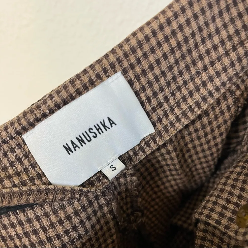 NANUSHKA Nevada Gingham Woven Wide Leg Pants In Brown Tie Waist Womens Size S - Image 9