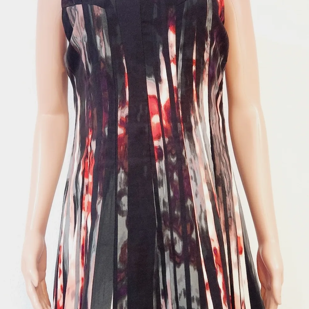 WORTHINGTON Multi-colored Pleated Fit & Flare Dress Size 12 - Image 3