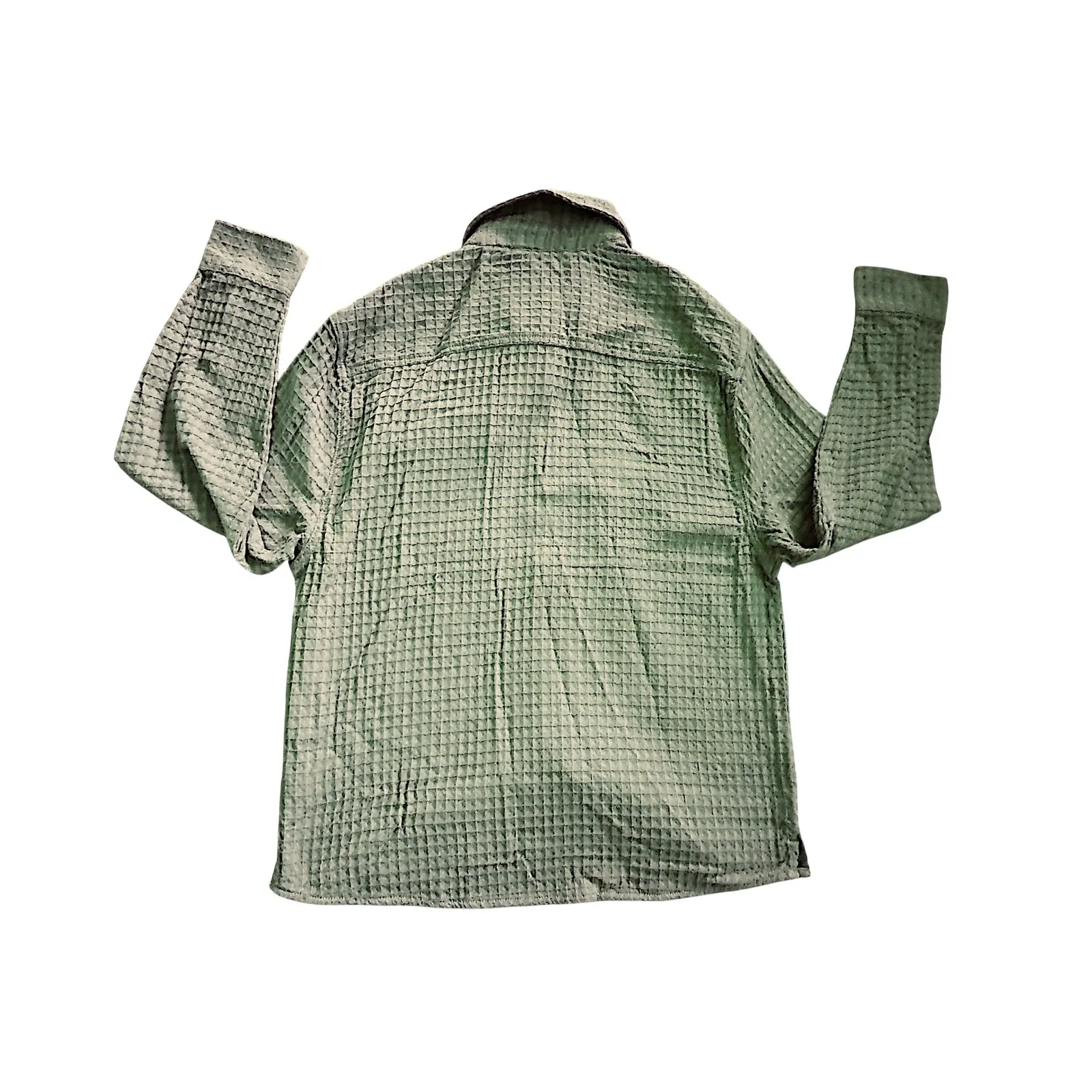 DRL Essentials Waffle Knit Button Down Shirt Jacket Deep Green Size Medium - Image 3