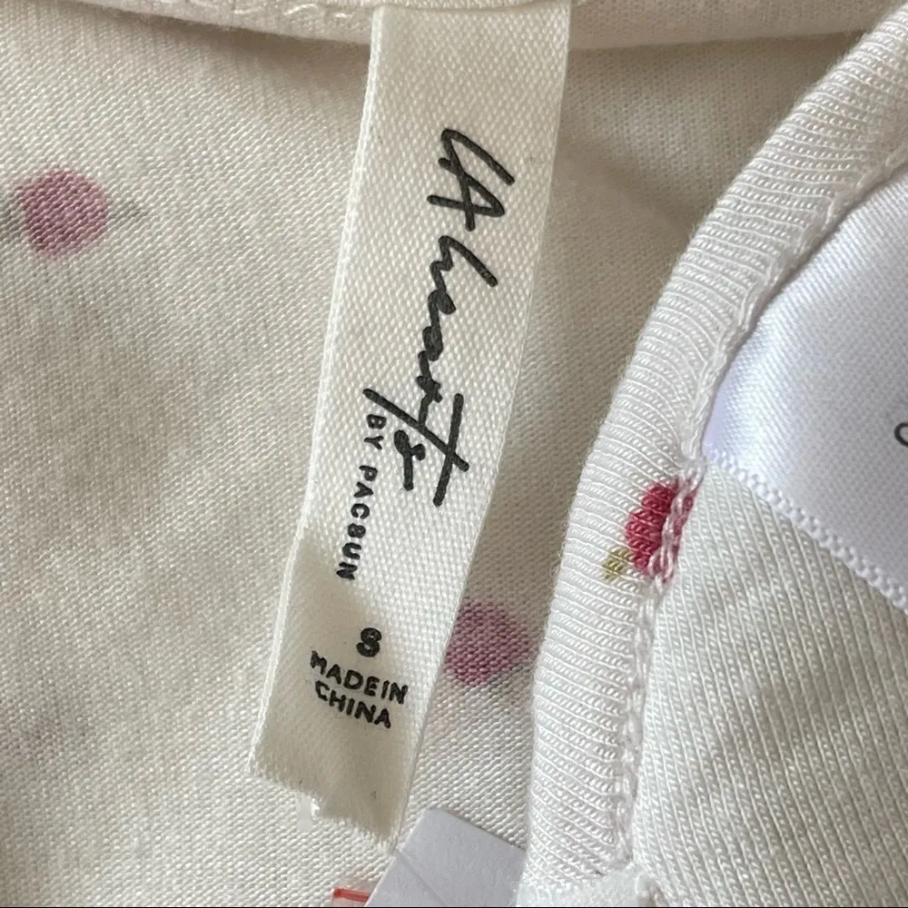 PacSun L.A Hearts Flower Print Eye Mask Pajama Top Set Women’s Size S - Image 10